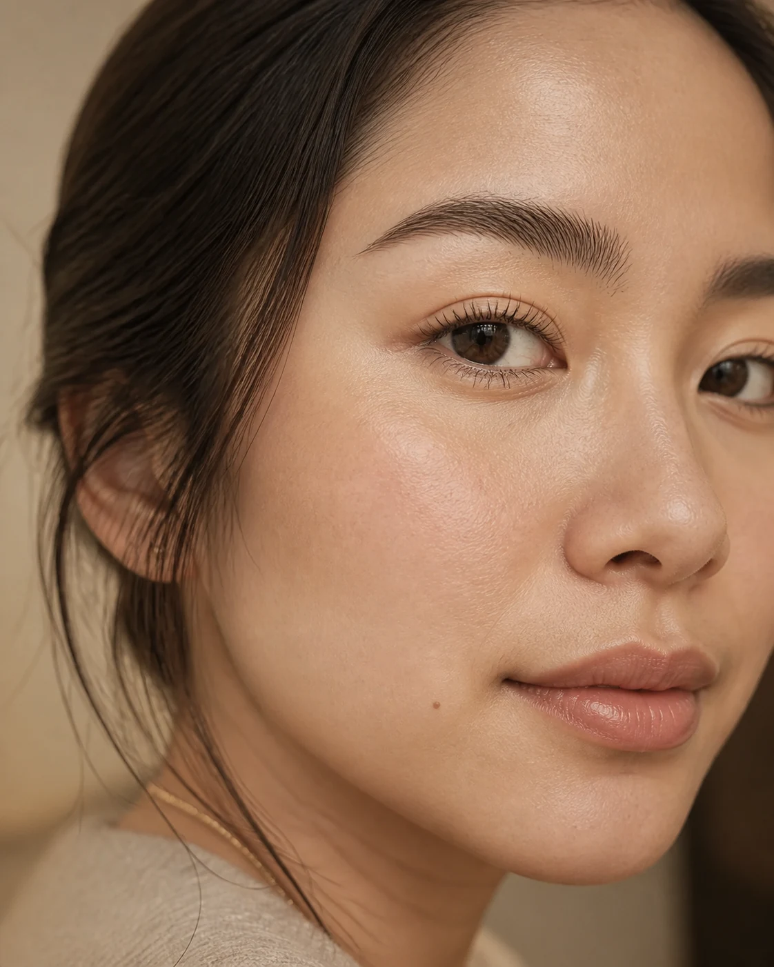 Natürlich definierte Wimpern und präzise geformte Brauen